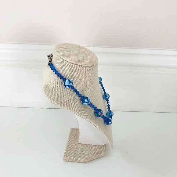NWT Genuine Murano Glass & Czech Crystal Beaded Necklace Blue - Picture 5 of 5